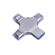 USB 3.0-флешка на 256 Гб 4-в-1 с разъемами Micro USB, Type-C и Lightning
