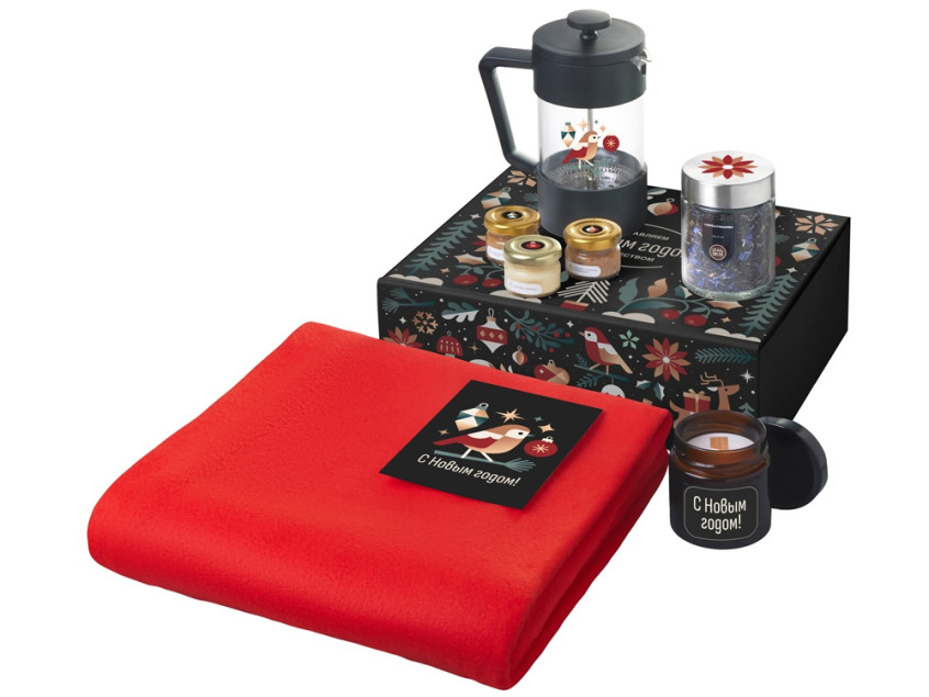 Подарочный набор Re:Moments с пледом, френчпрессом и медом