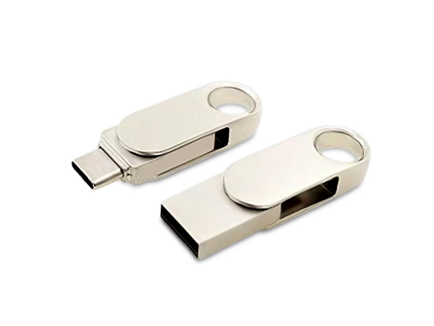 USB 3.0- флешка Uranium на 16 Гб с поворотным механизмом и дополнительным разъемом Type-C