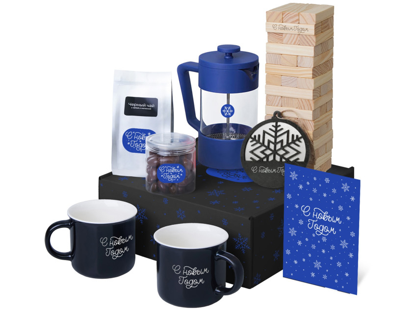 Подарочный набор Re:Together с френчпрессом, кружками и дженгой