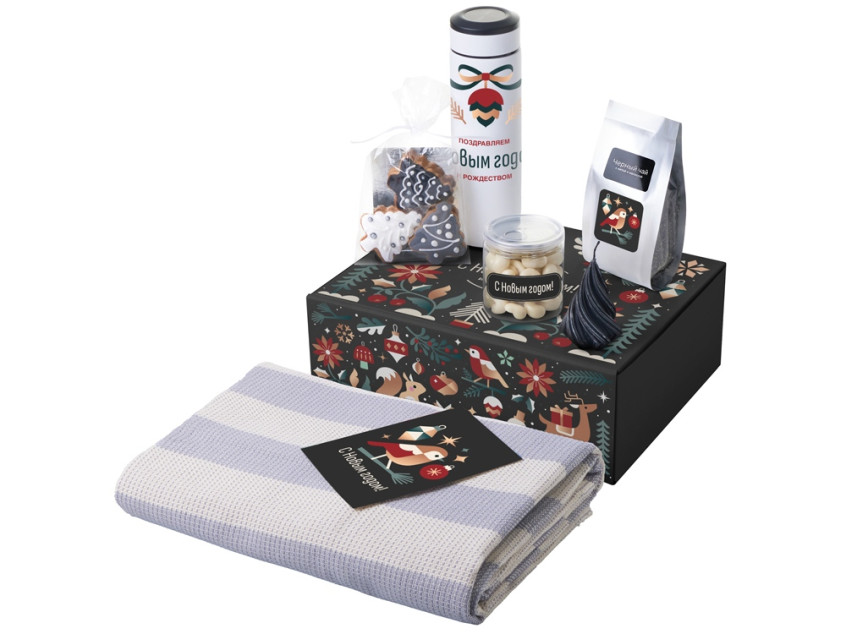 Подарочный набор Re:Warm с пледом, термосом и свечой