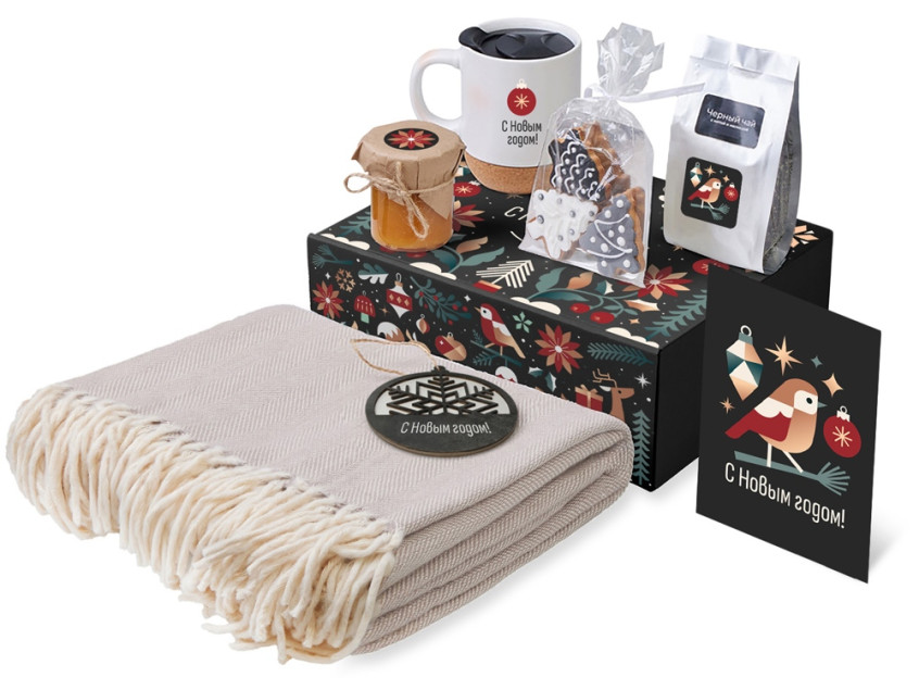 Подарочный набор Re:Nest с пледом, кружкой и вареньем