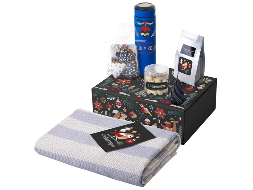 Подарочный набор Re:Warm с пледом, термосом и свечой