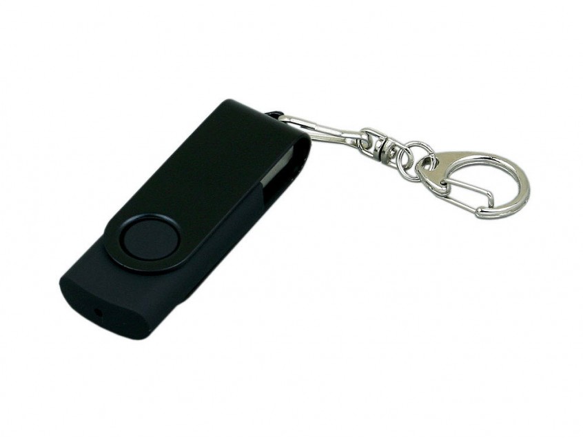 USB 2.0- флешка промо на 4 Гб с поворотным механизмом и однотонным металлическим клипом
