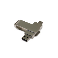 USB 3.0- флешка на 64 Гб с поворотным механизмом и дополнительным разъемом Type-C