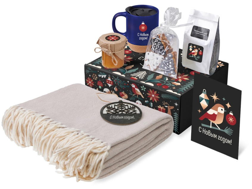 Подарочный набор Re:Nest с пледом, кружкой и вареньем