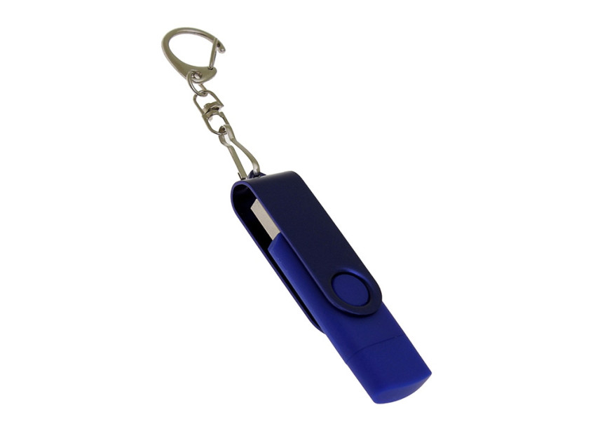 USB 2.0- флешка на 8 Гб с поворотным механизмом и дополнительным разъемом Type-C