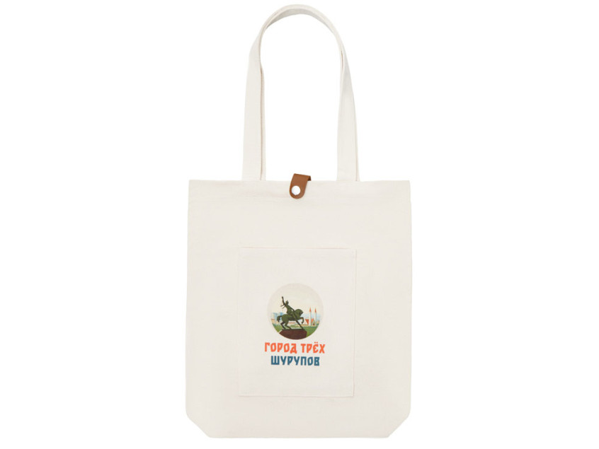 Cумка Clip из хлопка 340 г/м2 с застежкой из экокожи с DTF - цифровой вышивкой