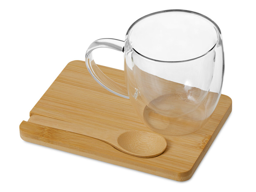 Кружка с двойными стенками на подставке с ложкой Teatrio