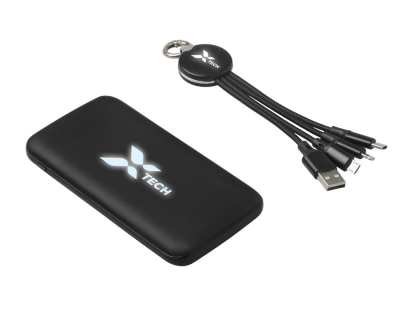 Набор из внешнего аккумулятора и универсального кабеля с подсветкой лого Reserve LED, 10000mAh