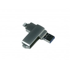 USB 3.0/micro USB/Lightning- флешка на 32 Гб с поворотным механизмом