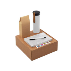 Набор Draftea с блокнотом, ручкой, термосом и чаем