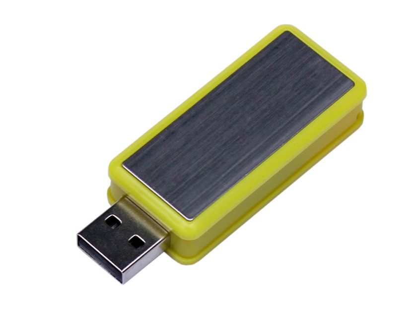 USB 2.0- флешка промо на 32 Гб прямоугольной формы, выдвижной механизм