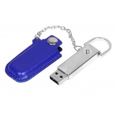 USB 2.0- флешка на 64 Гб в массивном корпусе с кожаным чехлом