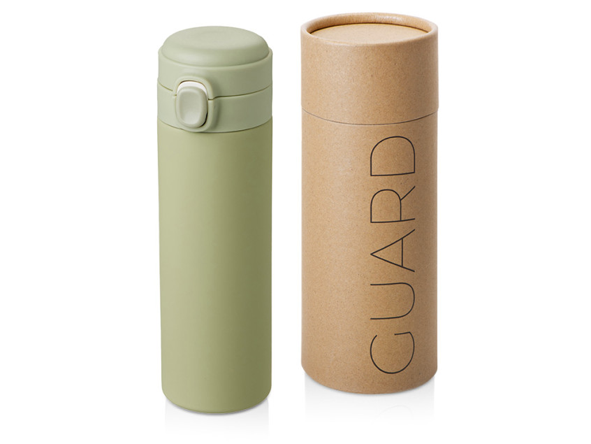 Вакуумная термокружка c кнопкой Guard, soft-touch, 400 мл, тубус