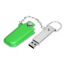 USB 2.0- флешка на 16 Гб в массивном корпусе с кожаным чехлом