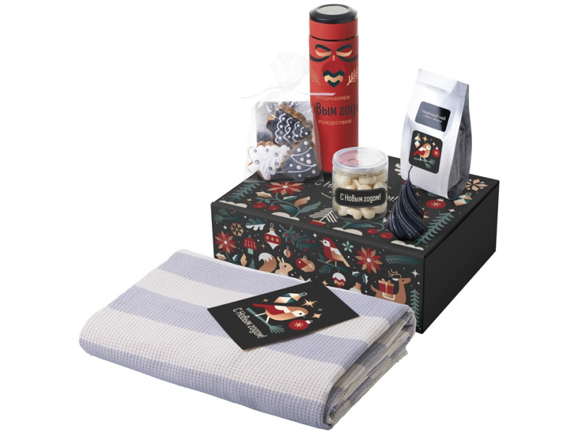 Подарочный набор Re:Warm с пледом, термосом и свечой