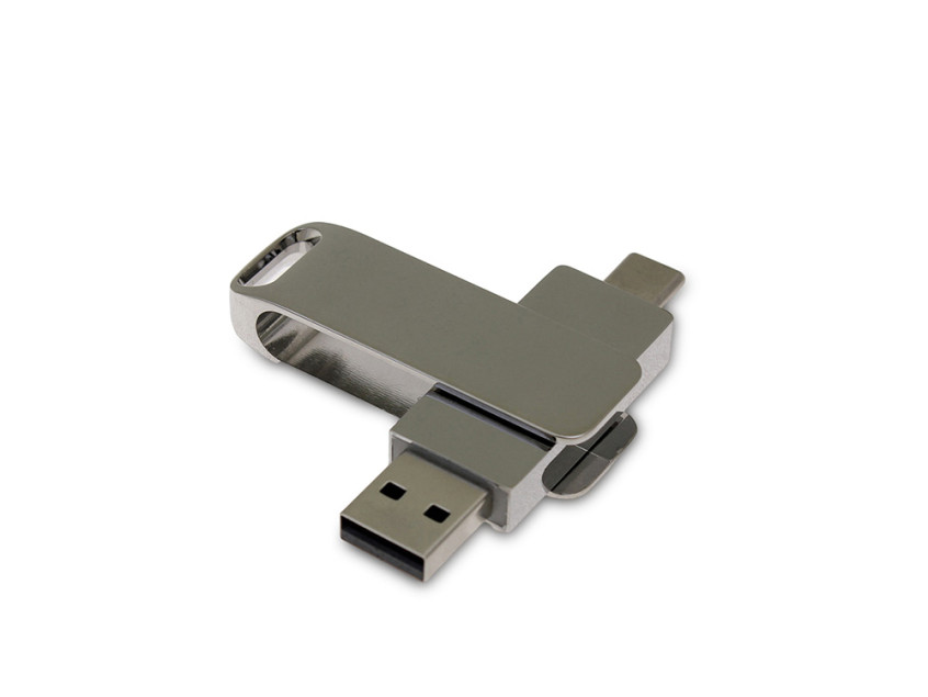 USB 3.0- флешка на 256 Гб с поворотным механизмом и дополнительным разъемом Type-C
