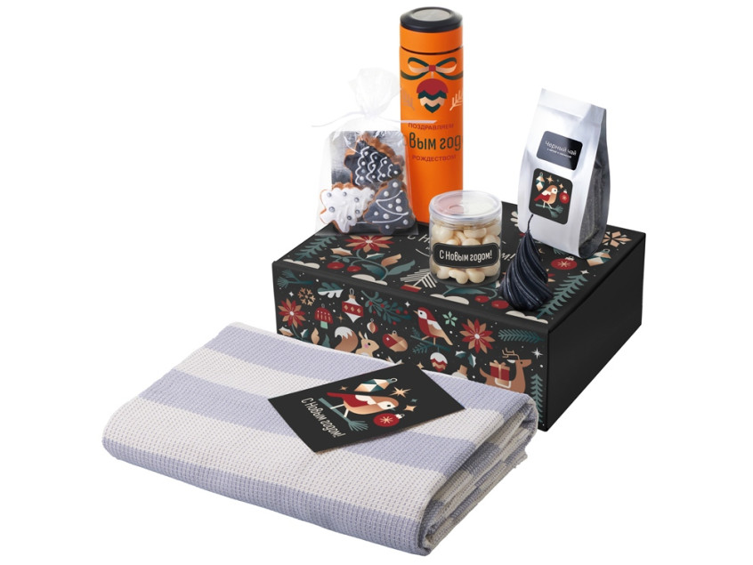 Подарочный набор Re:Warm с пледом, термосом и свечой