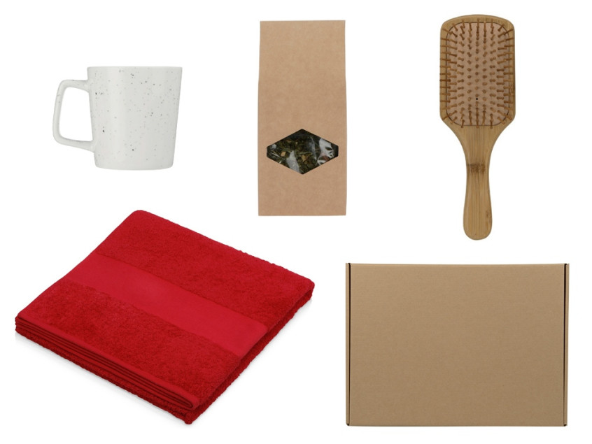 Подарочный набор для ванны с полотенцем, расческой и кружкой