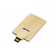 USB 2.0- флешка на 8 Гб в виде деревянной карточки с выдвижным механизмом