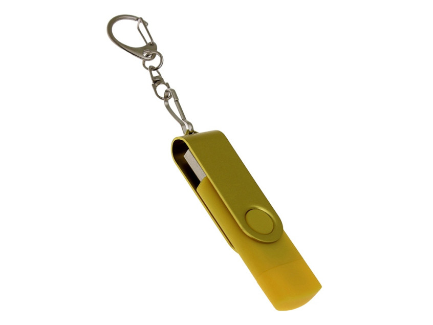 USB 2.0- флешка на 32 Гб с поворотным механизмом и дополнительным разъемом Type-C