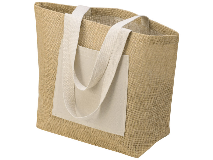 Сумка Jute джутовая с широким дном и карманом