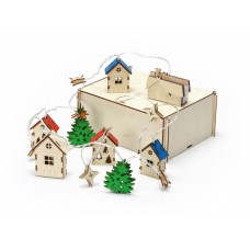 Елочная гирлянда с лампочками Новогодняя в деревянной подарочной коробке