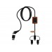 Зарядный кабель из резины и бамбука с поддержкой передачи данных и двойным светящимся логотипом