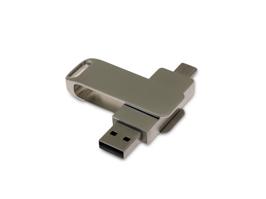 USB 3.0- флешка на 16 Гб с поворотным механизмом и дополнительным разъемом Type-C