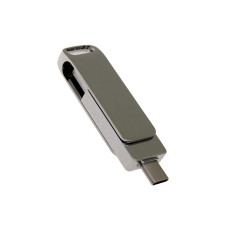 USB 3.0- флешка на 64 Гб с поворотным механизмом и дополнительным разъемом Type-C