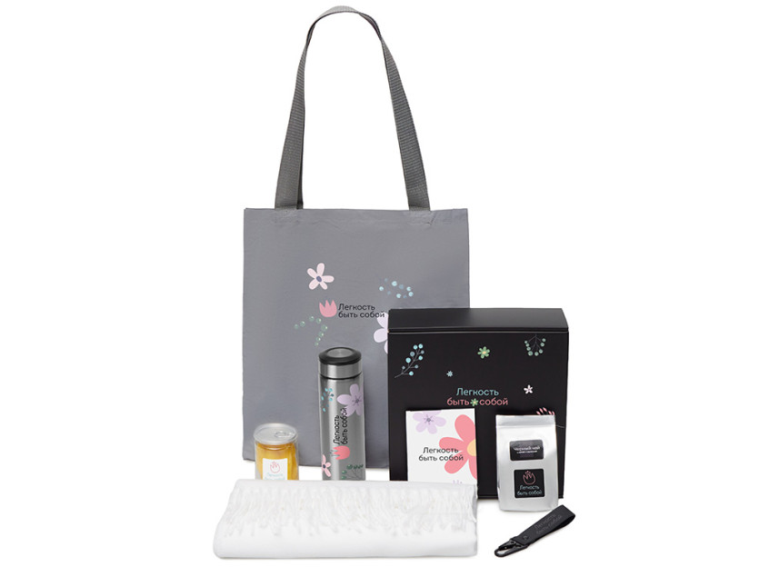 Подарочный набор Re:f. Walk с палантином, шоппером и термосом
