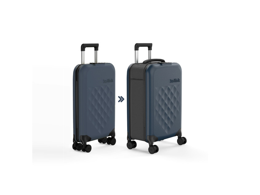 Чемодан складной Rollink Vega 360 55x40x20 см, 4 колеса, серо-синий
