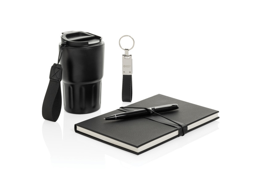 Термокружка Swiss Peak в комплекте с блокнотом, ручкой и брелком