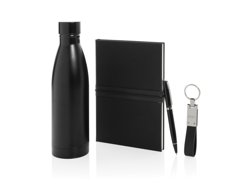 Термобутылка Swiss Peak в комплекте с блокнотом, ручкой и брелком