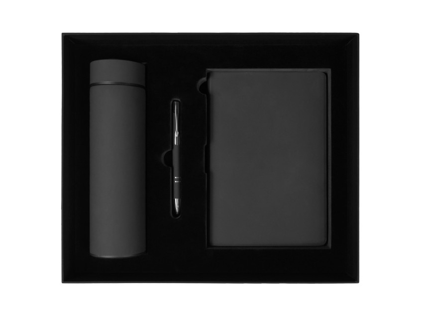 Набор подарочный Solution Superior Trio (ежедневник Flexy Soft Touch Latte, термос Urban, ручка Urban), черный