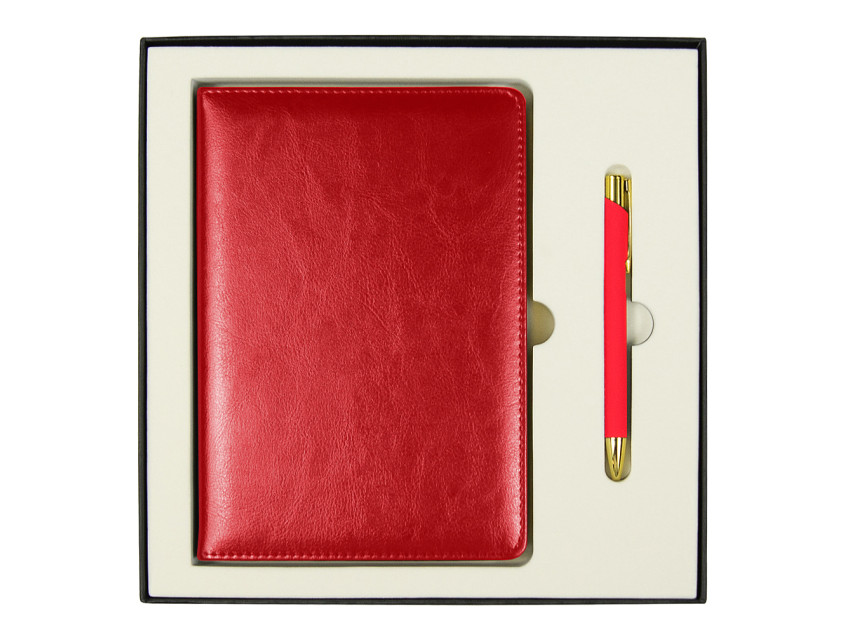 Набор подарочный Solution Duo (ежедневник City Nebraska, ручка Legend Soft Touch Mirror Gold), красный