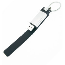 Флеш накопитель USB 2.0 Verona в кожаном чехле 16GB, металл, черный/серебристый