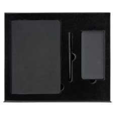 Набор подарочный Solution Prestige Trio (Ежедневник Flexy Latte Color А5, Внешний аккумулятор (powerbank) «WeCharge Velvet», ручка SAMURAI Requis ) в подарочный коробке, черный