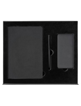 Набор подарочный Solution Prestige Trio (Ежедневник Flexy Latte Color А5, Внешний аккумулятор (powerbank) «WeCharge Velvet», ручка SAMURAI Requis ) в подарочный коробке, черный
