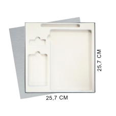 Коробка подарочная Solution Superior Linen, темно-синяя, 25,7x25,7, с вырубкой под ежедневник/ручку/флешку/пауэрбанк 7,0х11,7