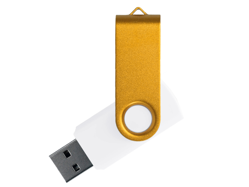 Флеш накопитель USB 2.0 Twister Сolor Mix 16GB, пластик Софт Тач/металл, белый/желтый