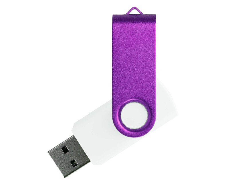 Флеш накопитель USB 2.0 Twister Сolor Mix 16GB, пластик Софт Тач/металл, белый/фиолетовый