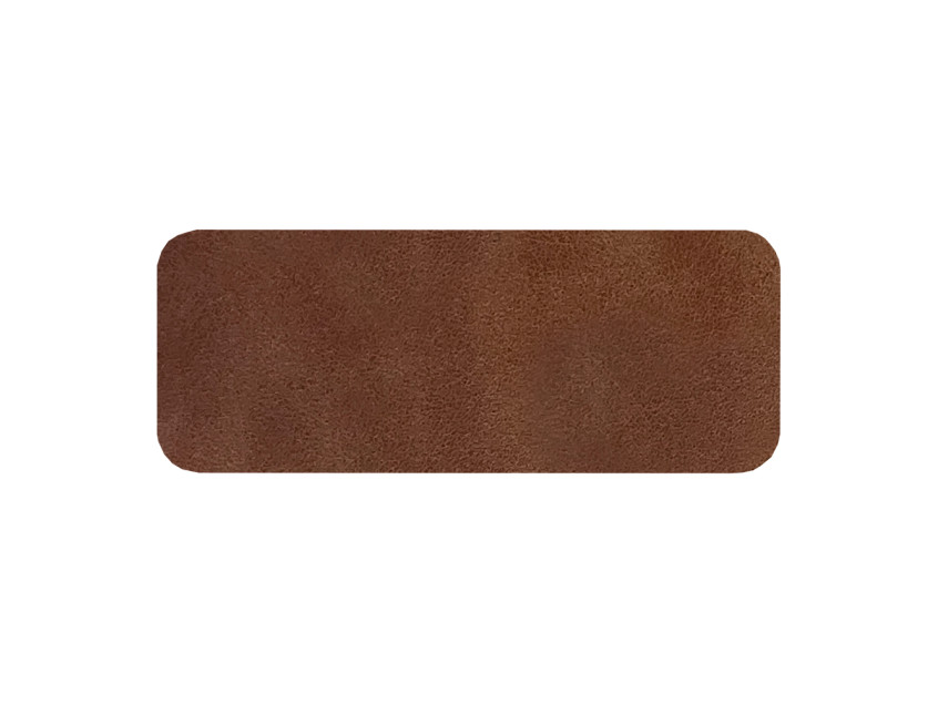Шеврон Rectangle Smooth Leather размер 75*29 мм, коричневый, со скругленными углами