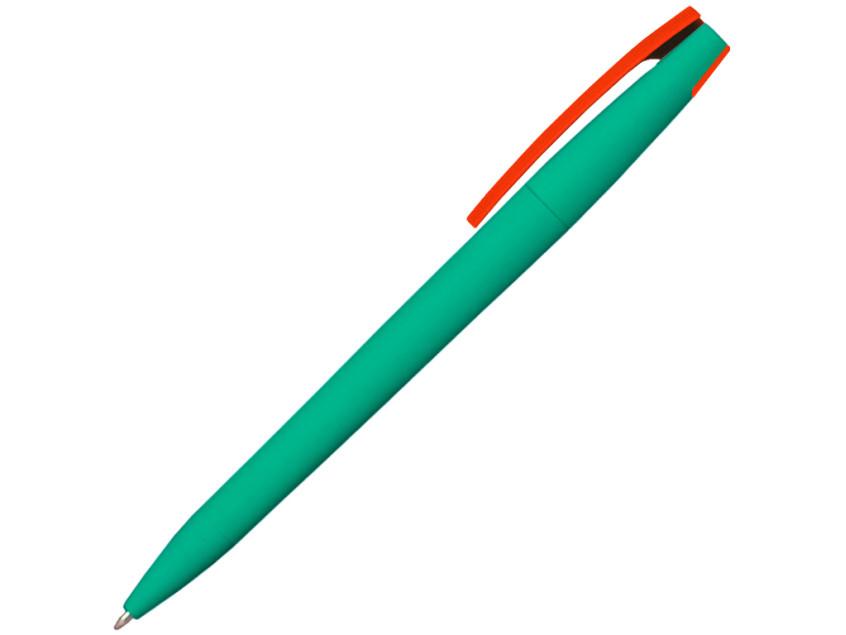 Ручка шариковая, пластиковая софт-тач, Zorro Color Mix зеленая/оранжевая 1655