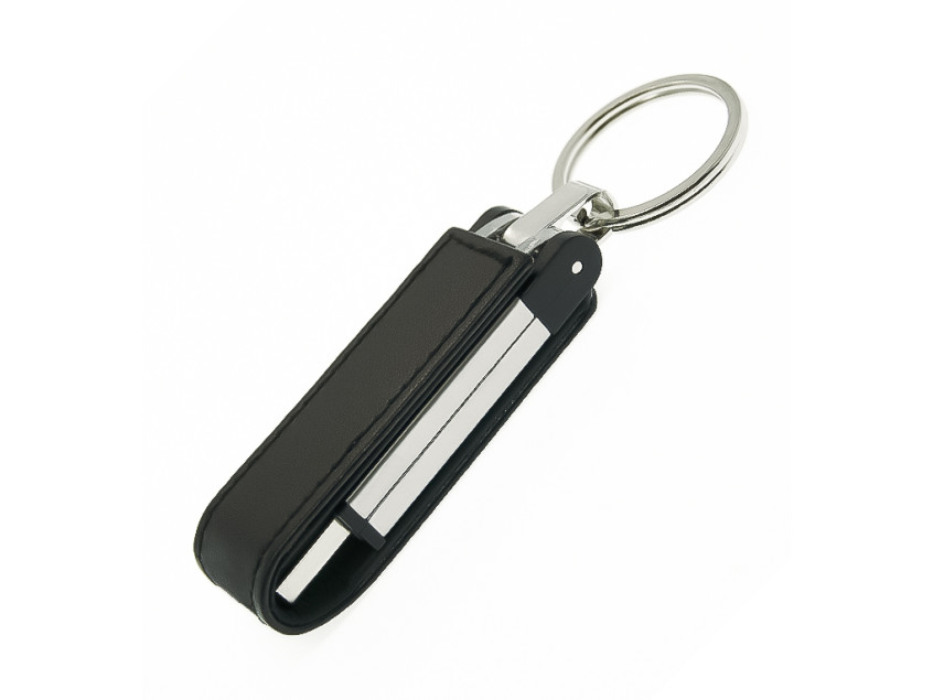 Флеш накопитель USB 2.0 Verona в кожаном чехле 16GB, металл, черный/серебристый