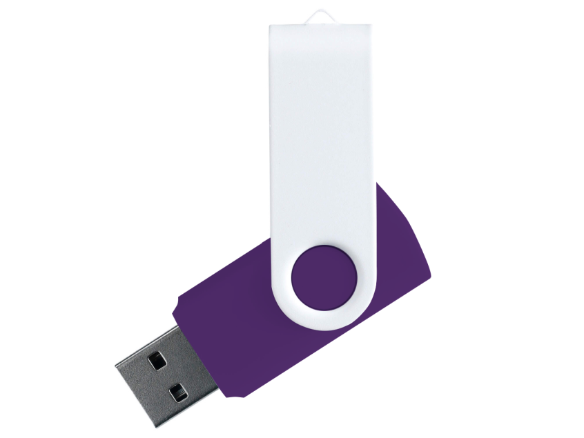Флеш накопитель USB 2.0 Twister Сolor Mix 16GB, пластик Софт Тач/металл, фиолетовый/белый
