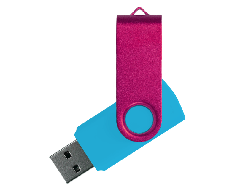 Флеш накопитель USB 2.0 Twister Сolor Mix 16GB, пластик Софт Тач/металл, голубой/розовый