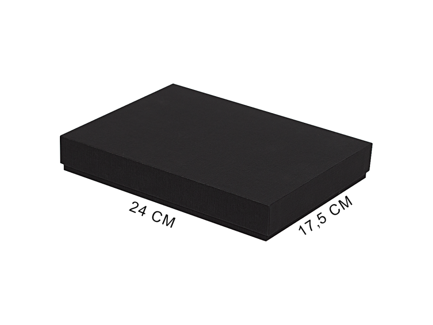 Коробка подарочная, размер 24*17,5*3 см, Solution Superior Linen, черная, бежевый ложемент под индивидуальную вырубку