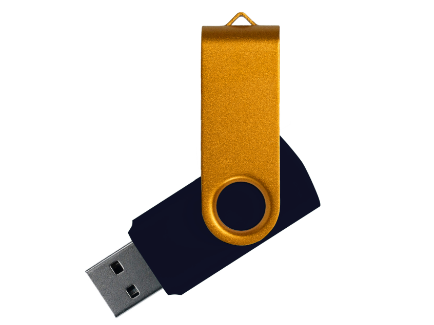Флеш накопитель USB 2.0 Twister Сolor Mix 16GB, пластик Софт Тач/металл, черный/золотистый